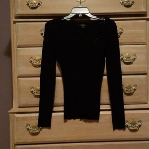 XOXO Black Long Sleeved Embellished Vneck Sweater